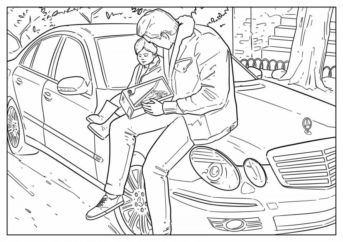 Playful mercedes sports coloring page