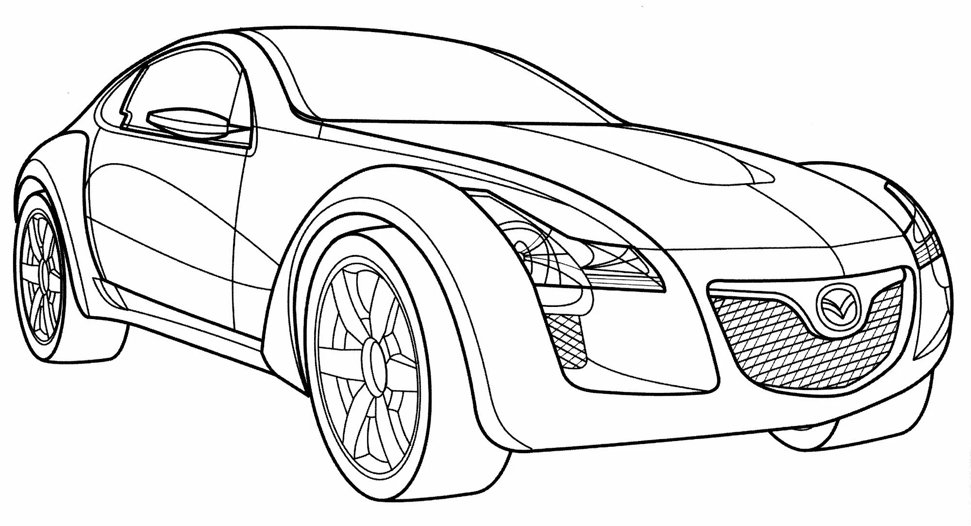 Coloring book glowing sports mercedes