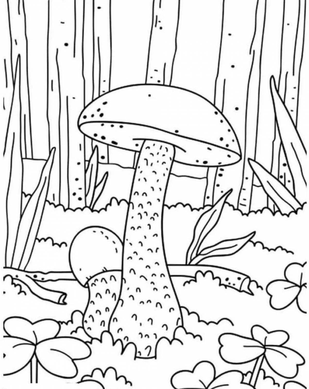 Coloring book glowing red fly agaric