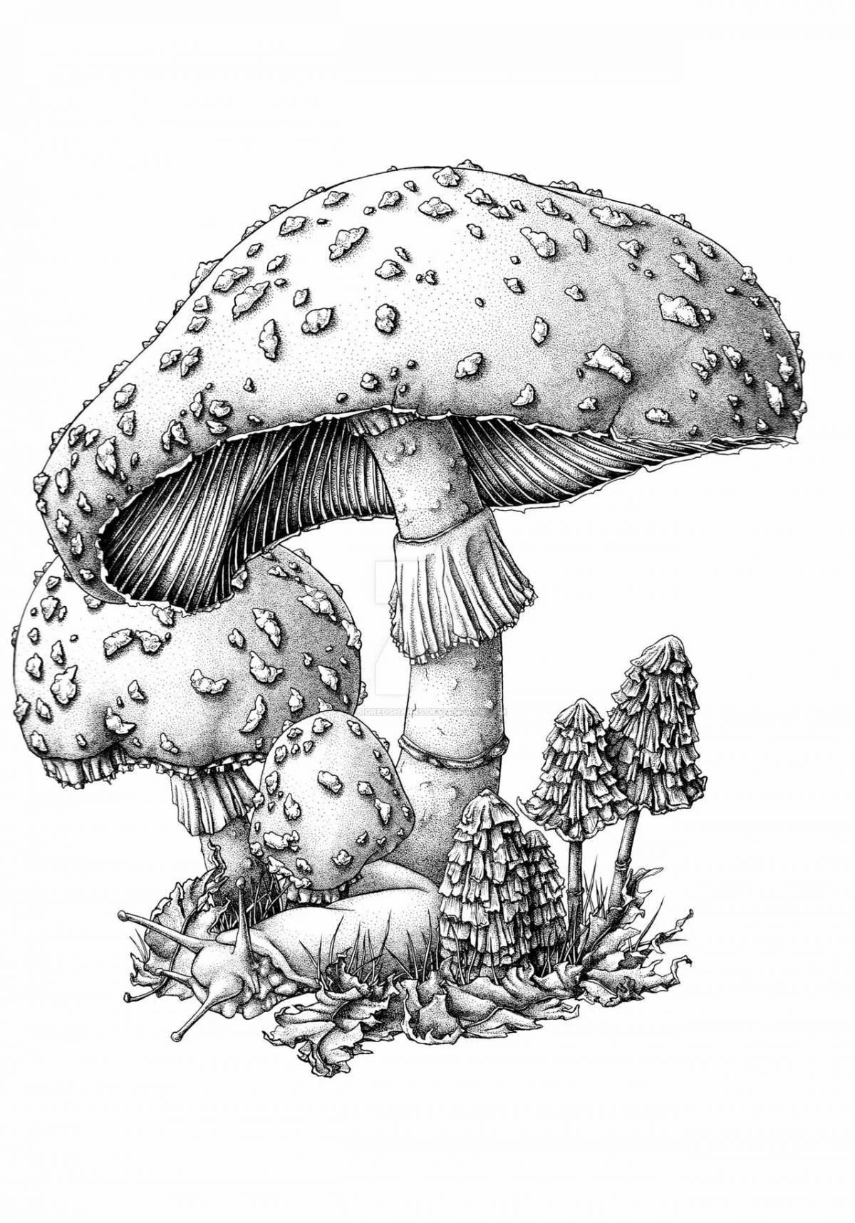 Coloring book beautiful red fly agaric