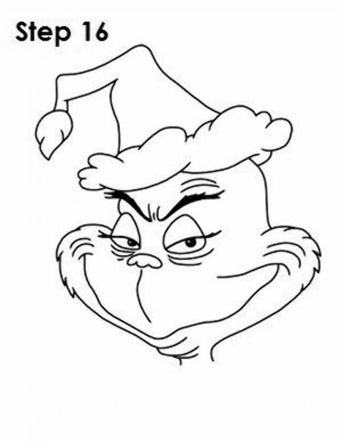 Humorous coloring grinch drawing