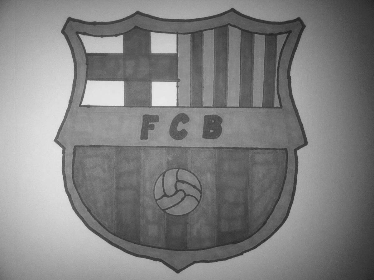 Раскраска славного футбольного клуба «барселона»