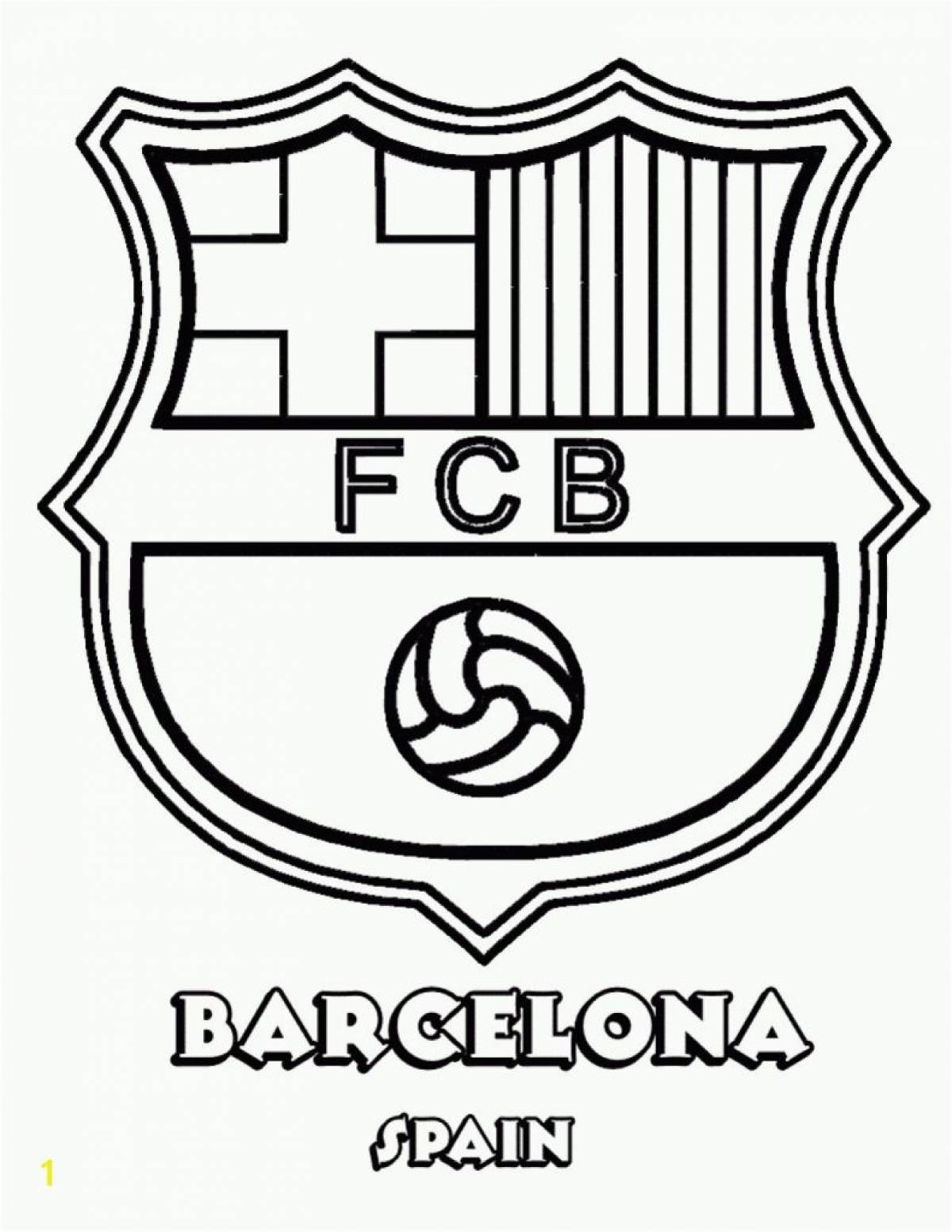 Красочно иллюстрированная раскраска футбольного клуба «барселона»