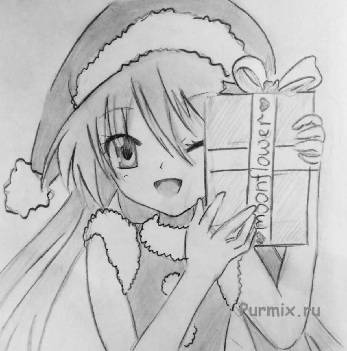 Fun coloring anime snow maiden
