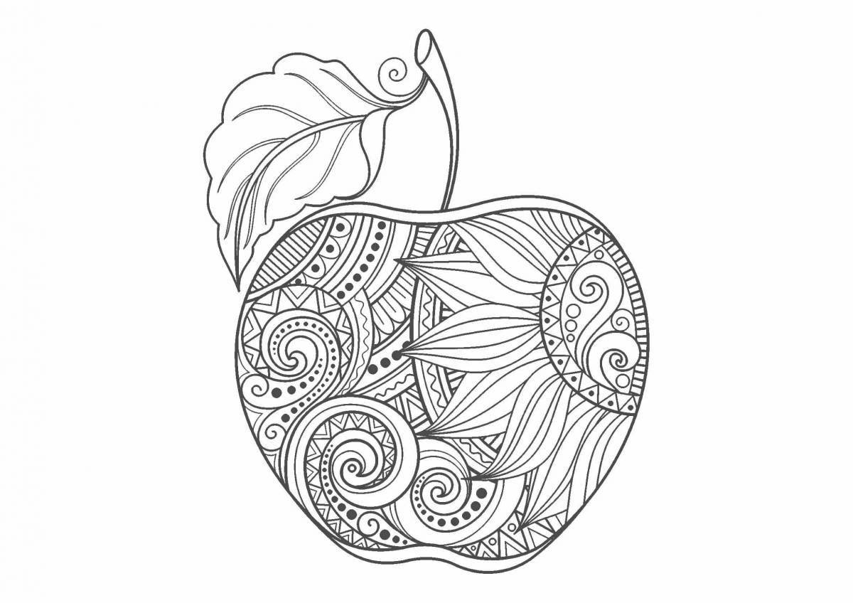 Colorful anti-stress apple coloring book