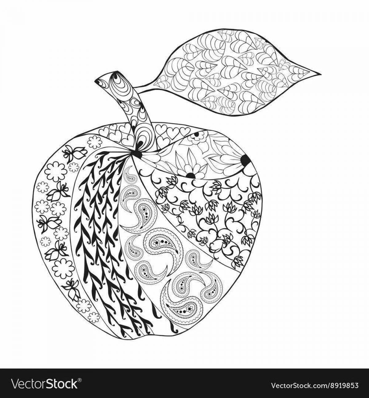 Relaxing anti-stress coloring book apple