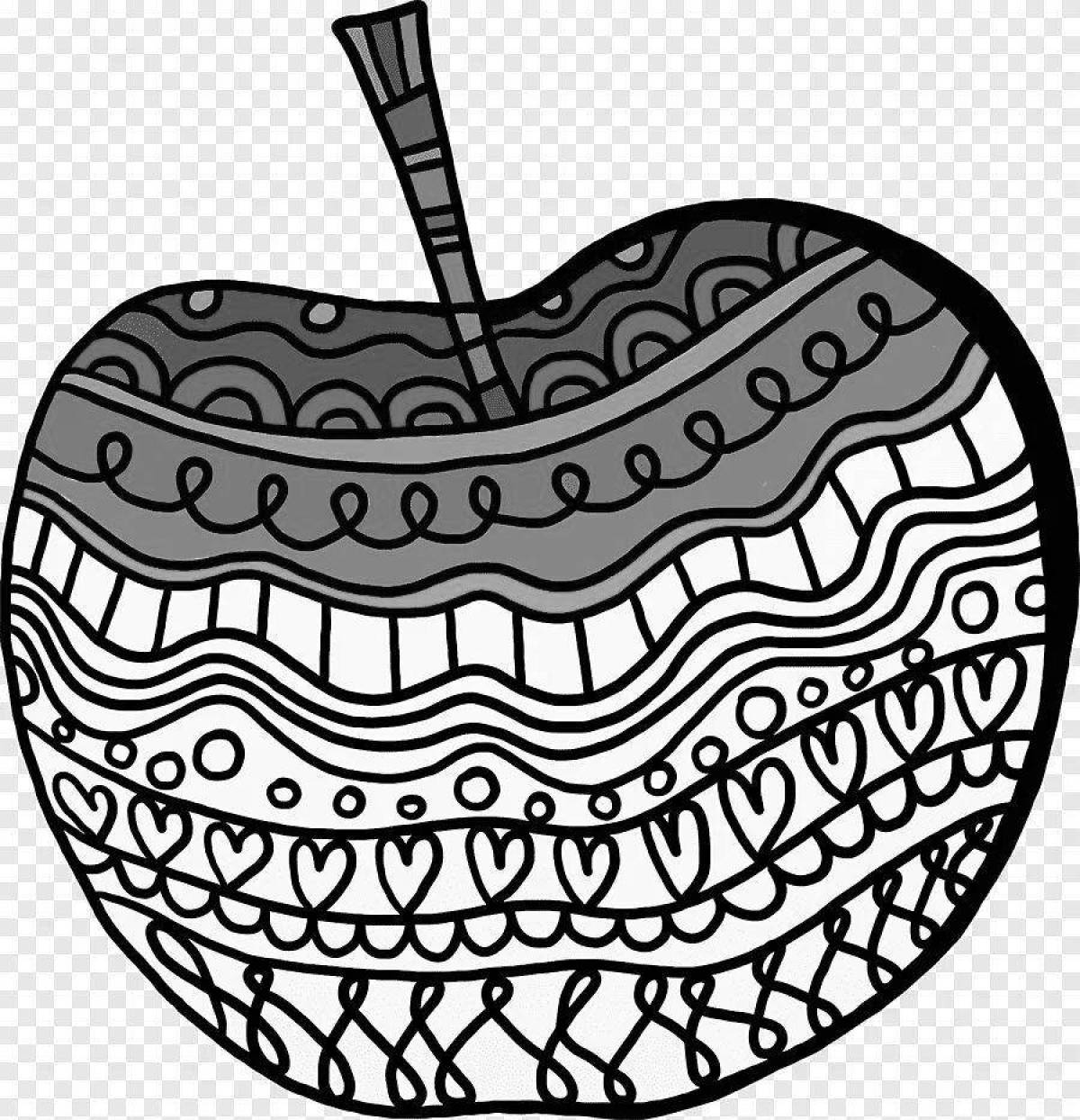 Успокаивающая антистрессовая раскраска apple
