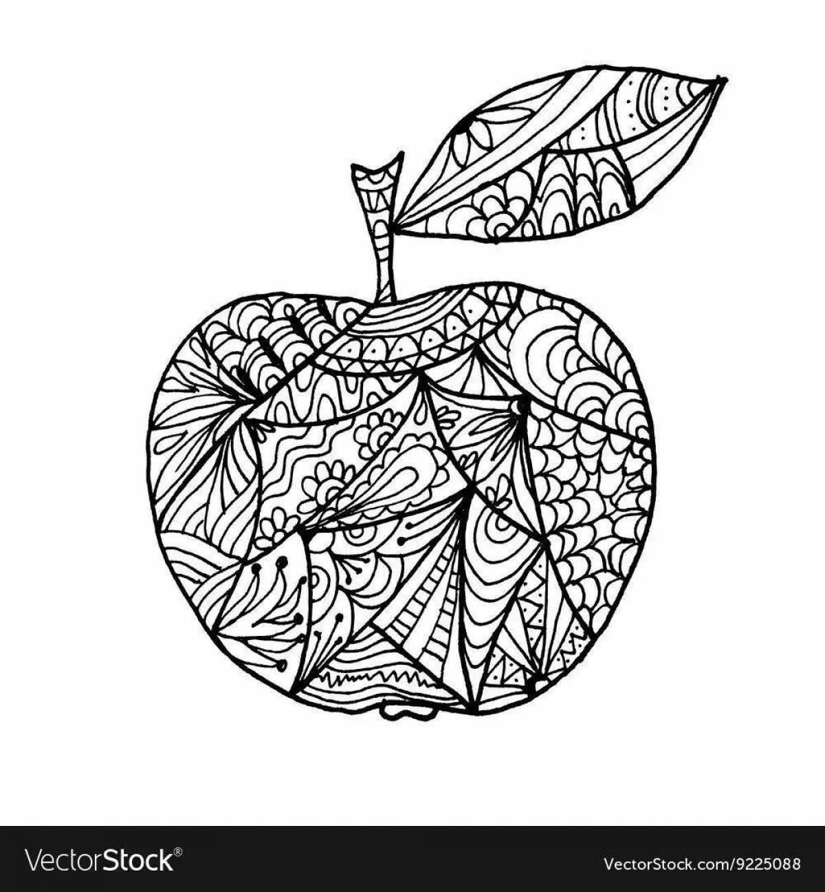 Charming anti-stress apple coloring book