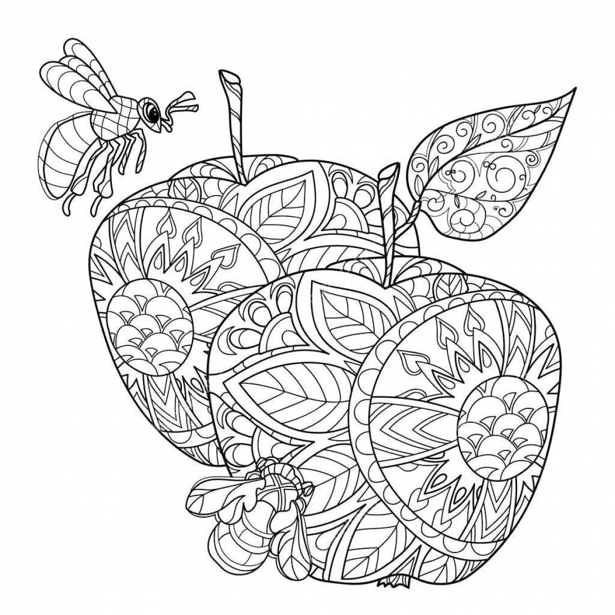 Glowing anti-stress apple coloring page