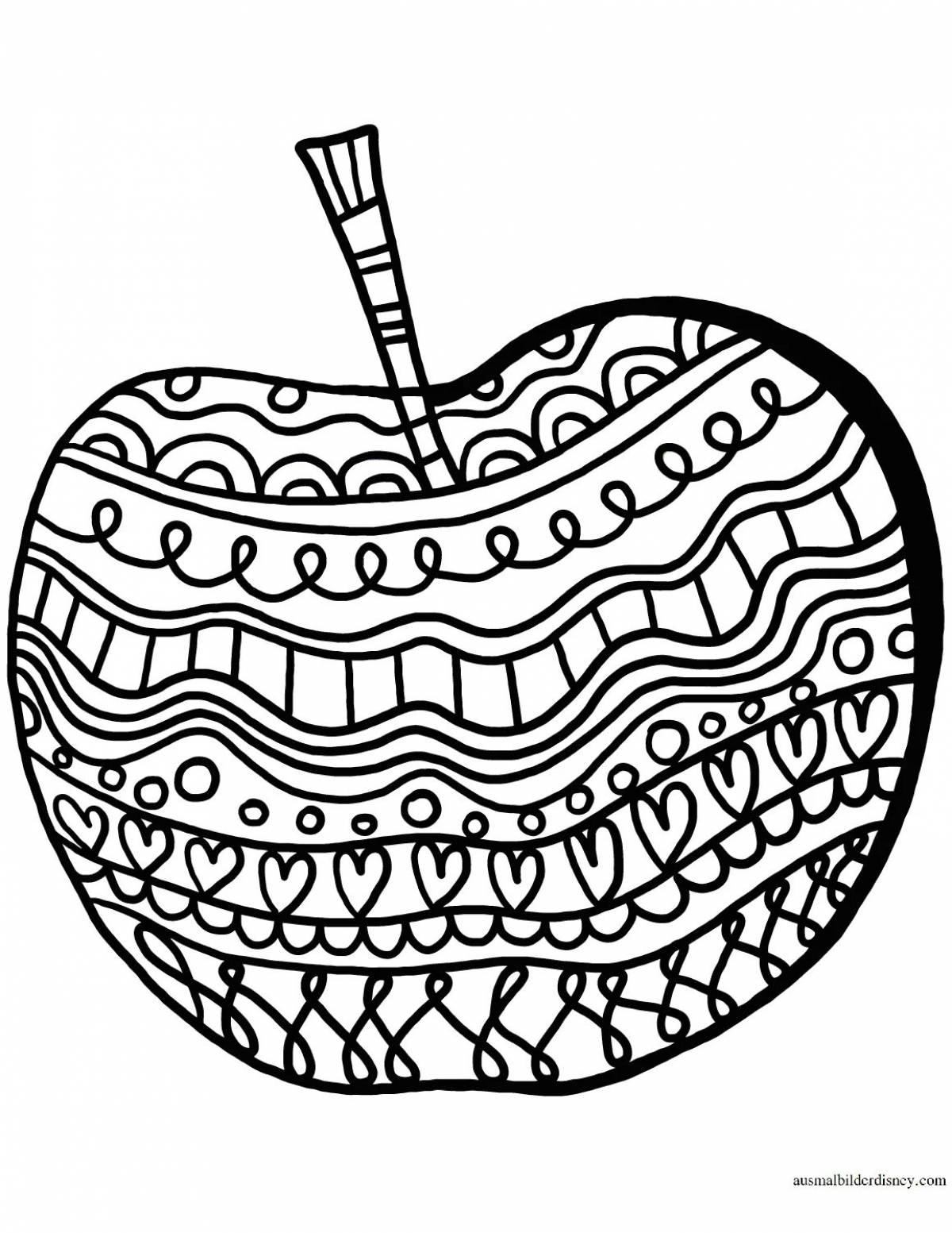 Delightful anti-stress apple coloring book