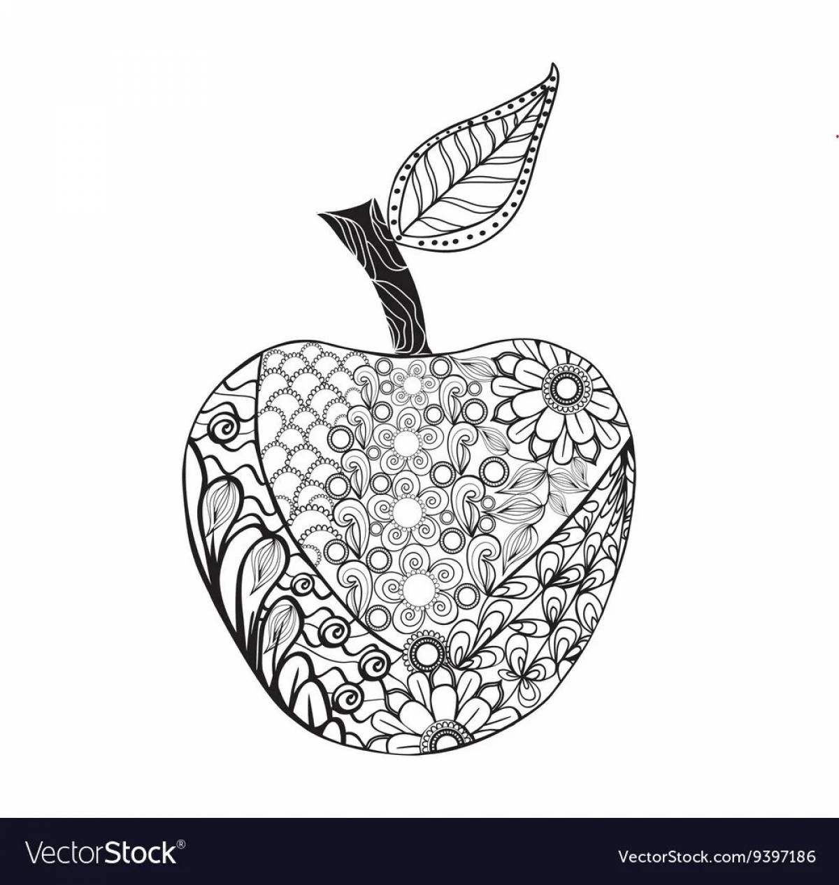 Absorbing anti-stress coloring book apple