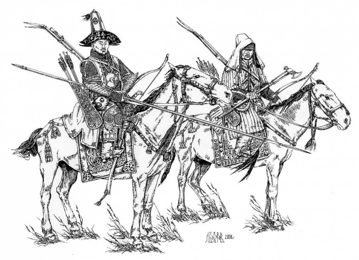 Coloring bright Udmurt batyrs