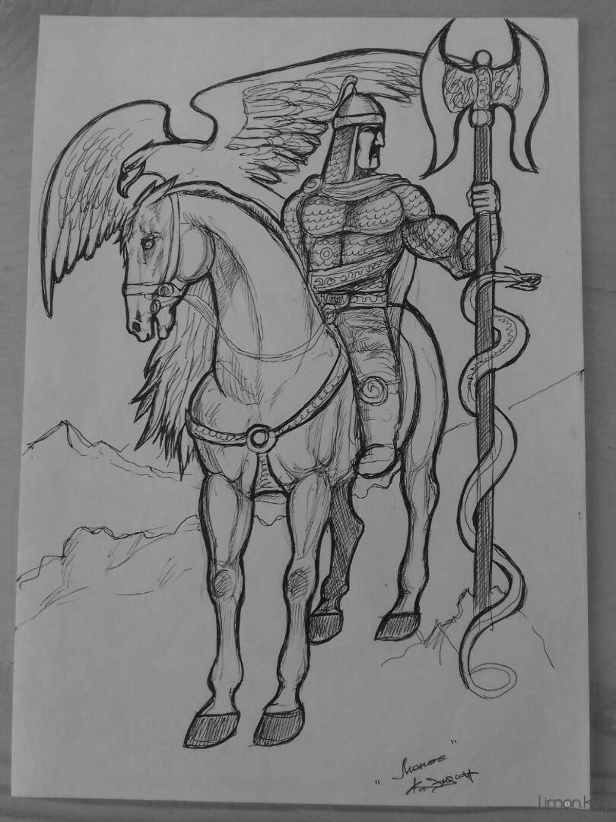 Coloring page magnificent Udmurt batyrs