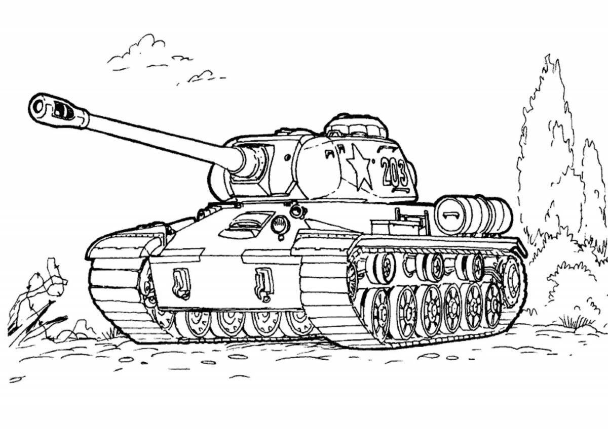 Раскраска очаровательный танк