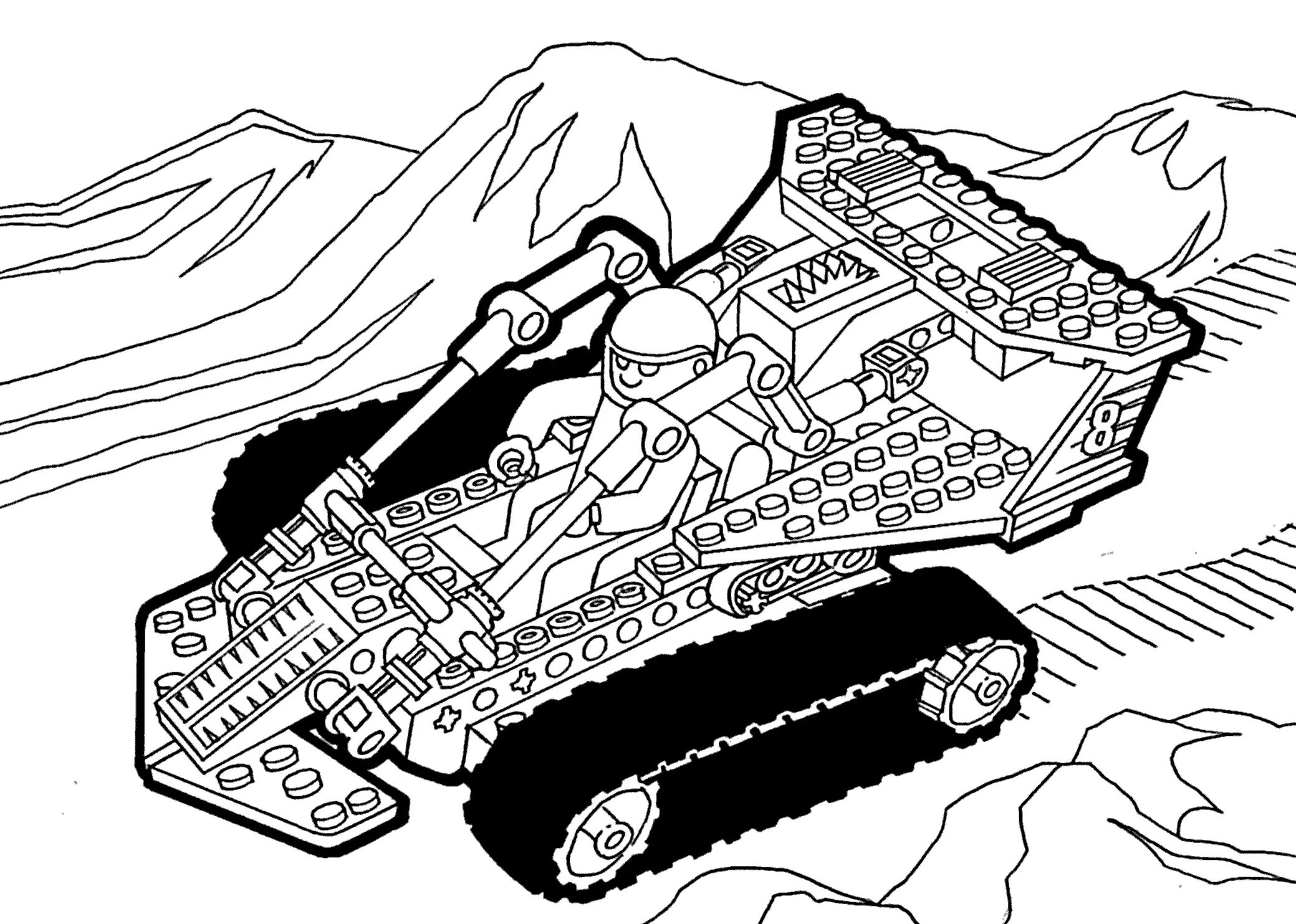 Comic tank coloring page