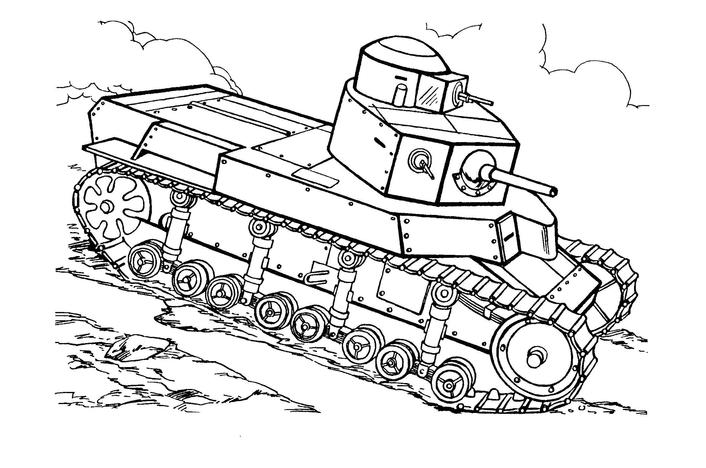 Раскраска причудливый танк