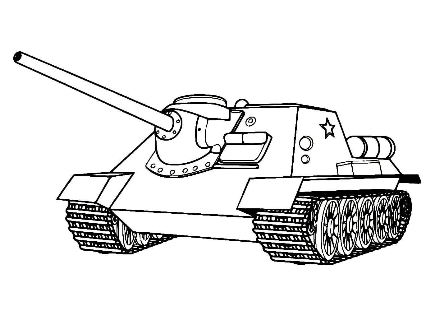 Funky tank coloring page