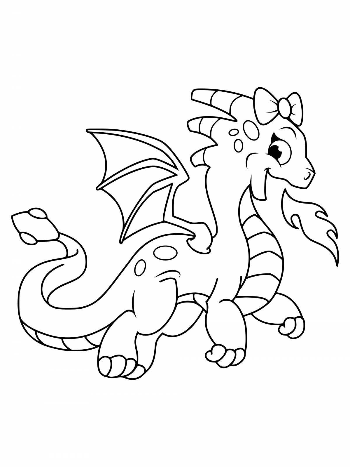 Colorful coloring cute dragon