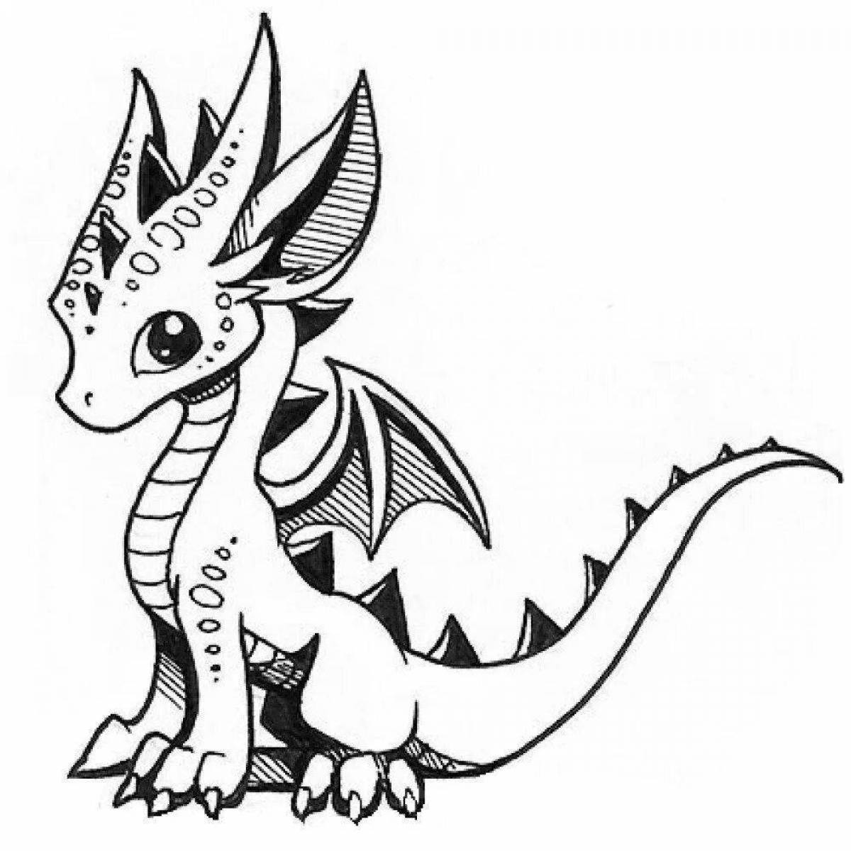 Coloring book shiny cute dragon