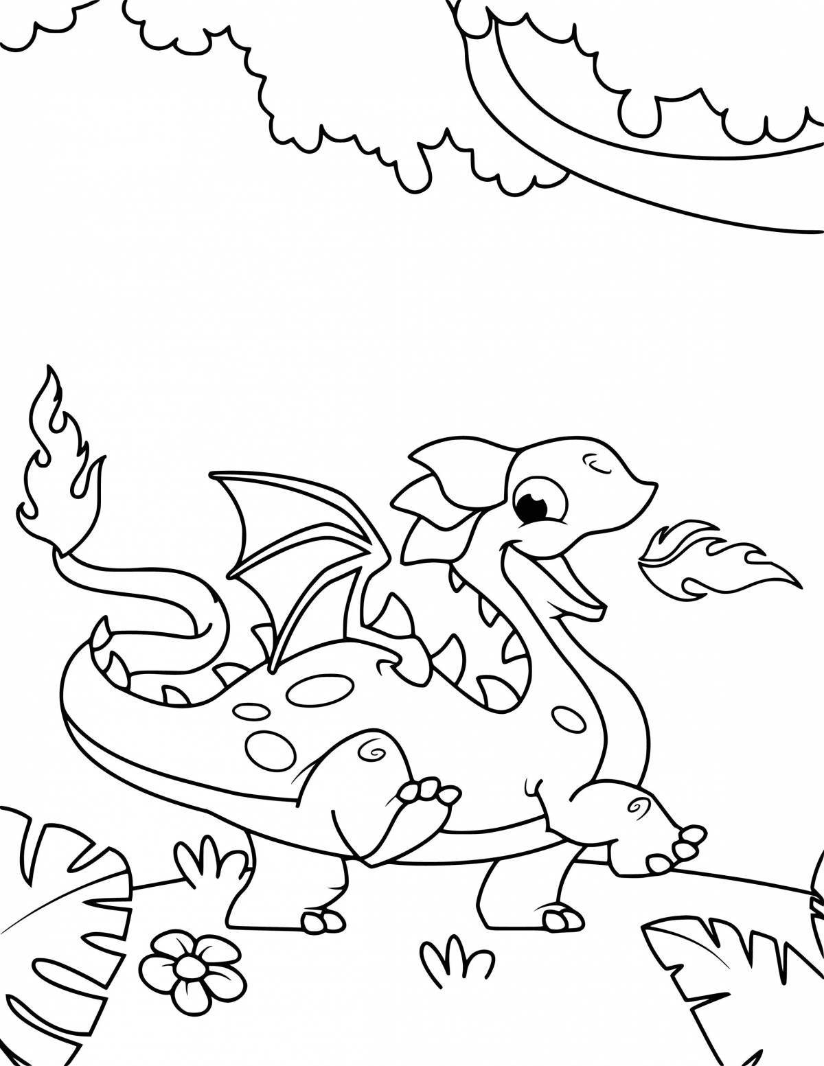Cute and fluffy dragon coloring book