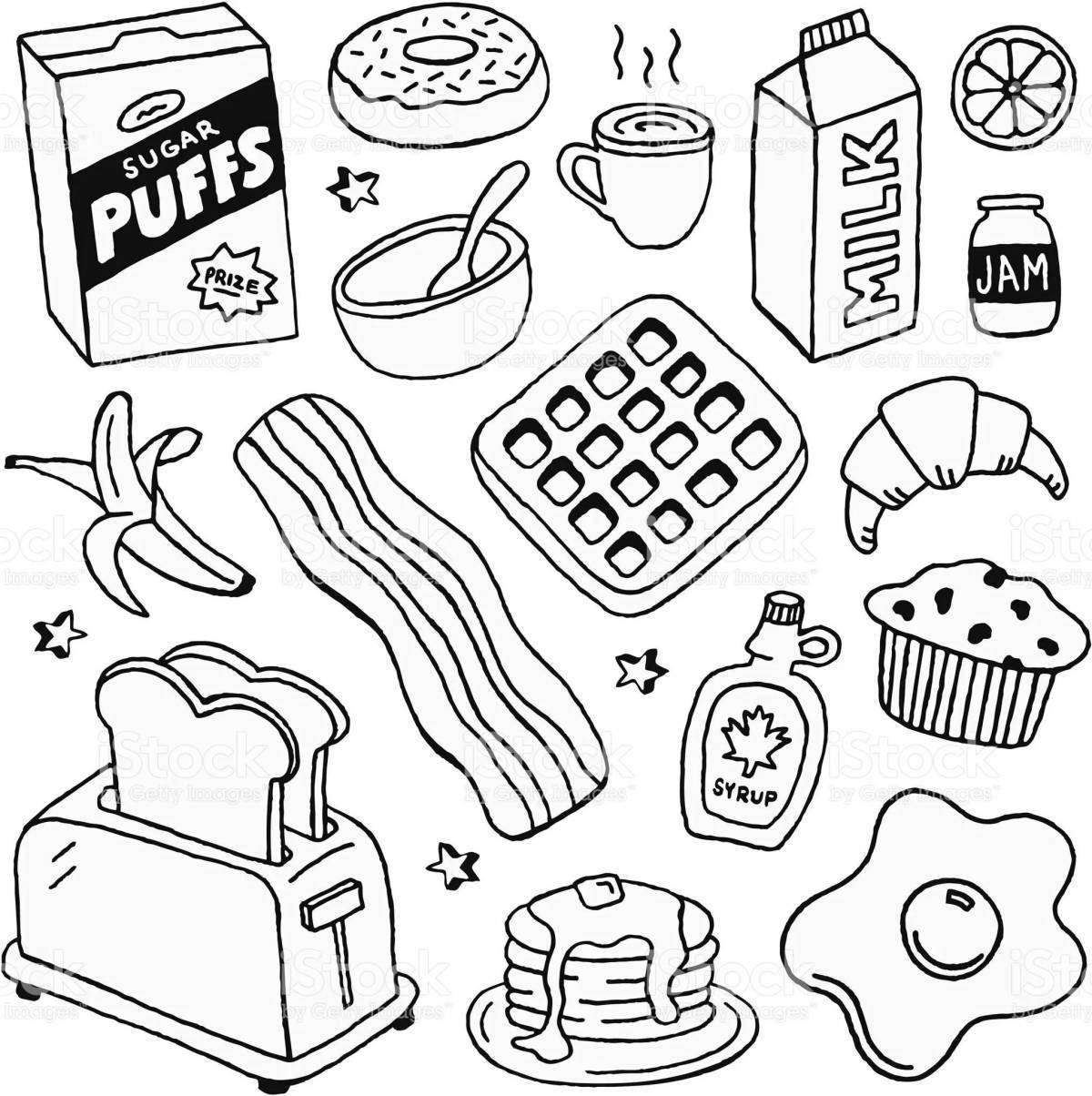 Delicious food stickers coloring book