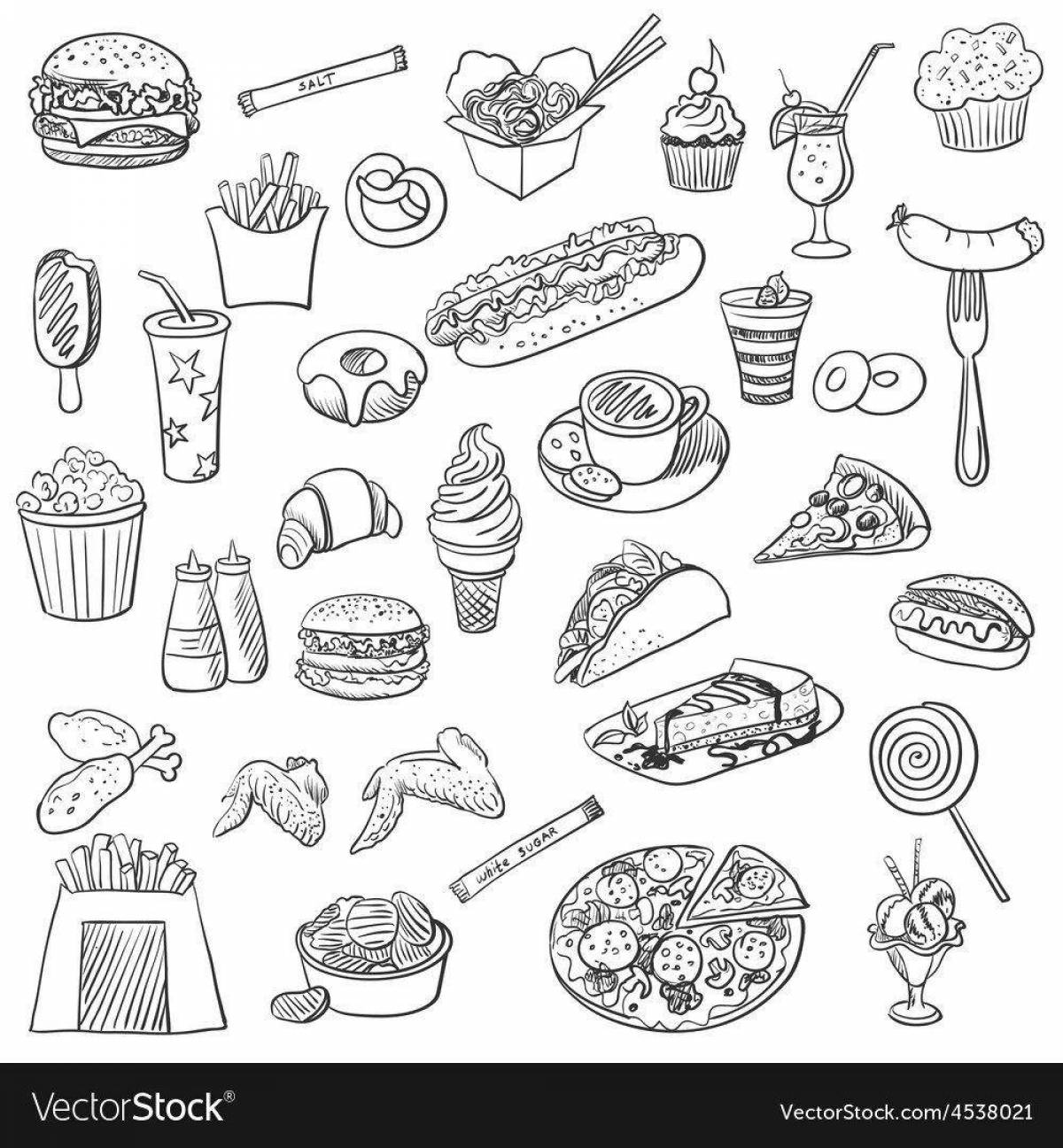 Sweet food sticker coloring book