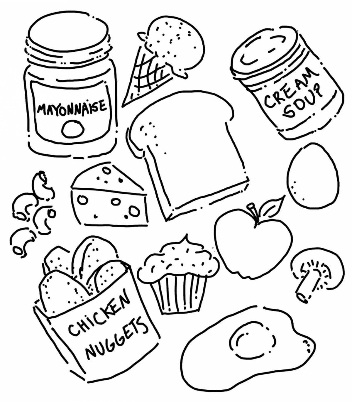 Savory food sticker coloring page