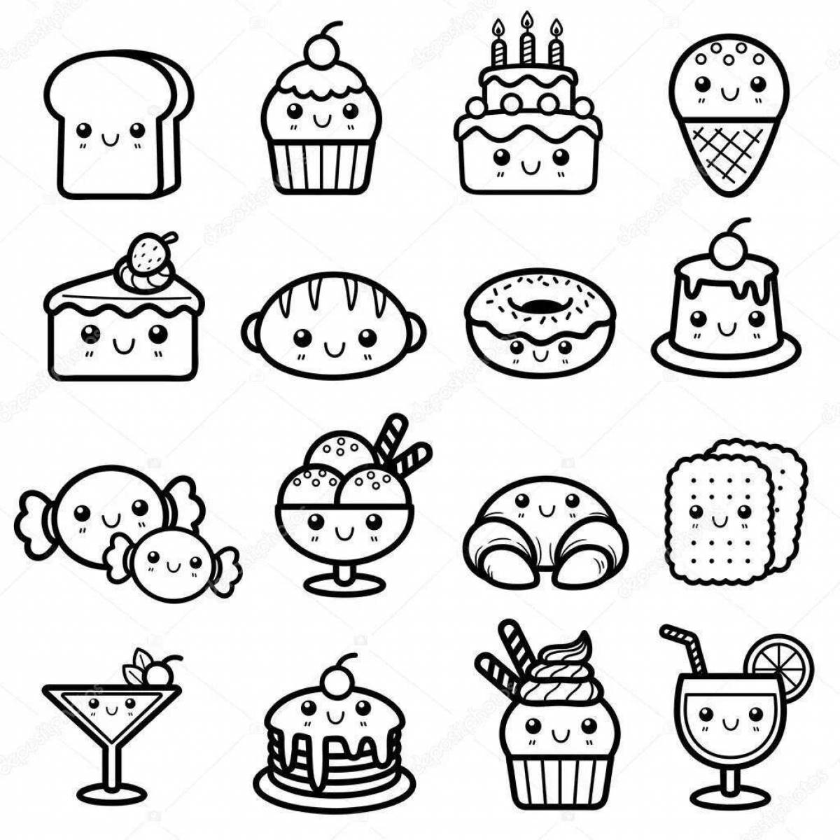 Invitation food stickers coloring book