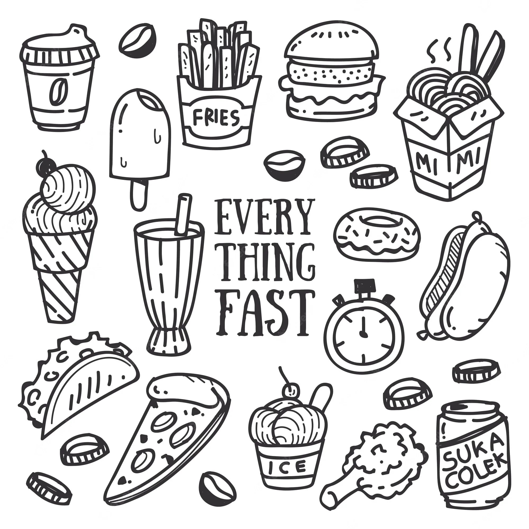 Gourmet food stickers coloring book