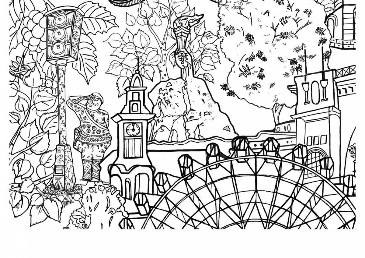 Coloring page the charming city of voronezh