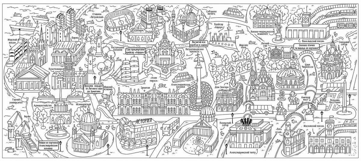 Coloring page graceful city of voronezh