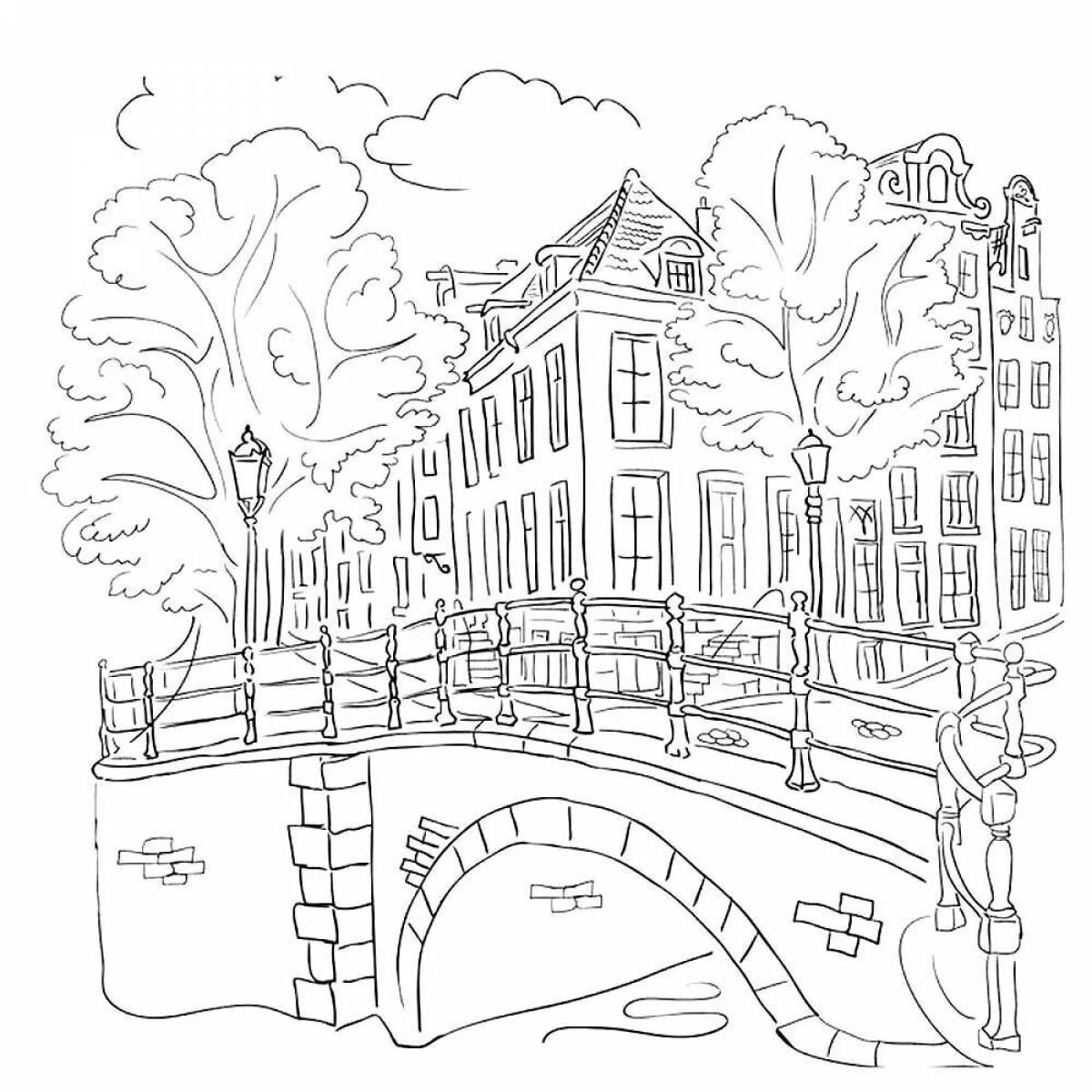 Coloring page hypnotic city of voronezh