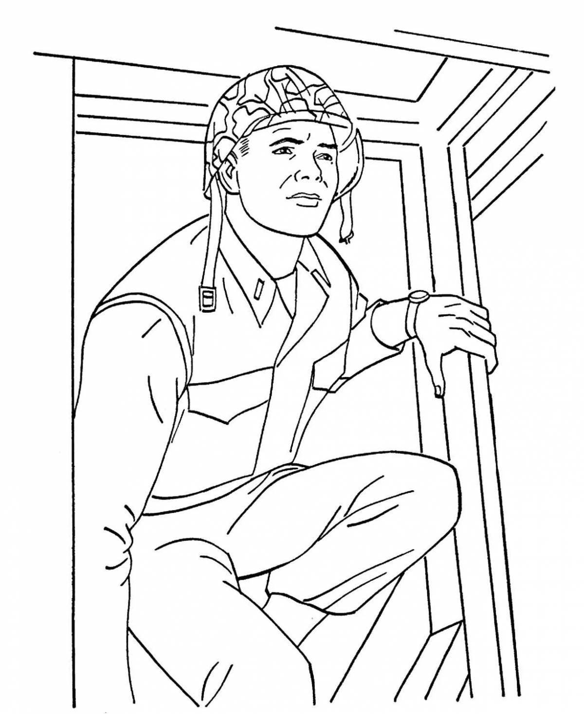 Colourful soldier hero coloring page