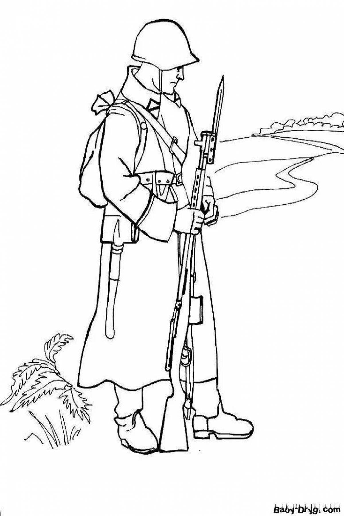 Glorious soldier hero coloring page