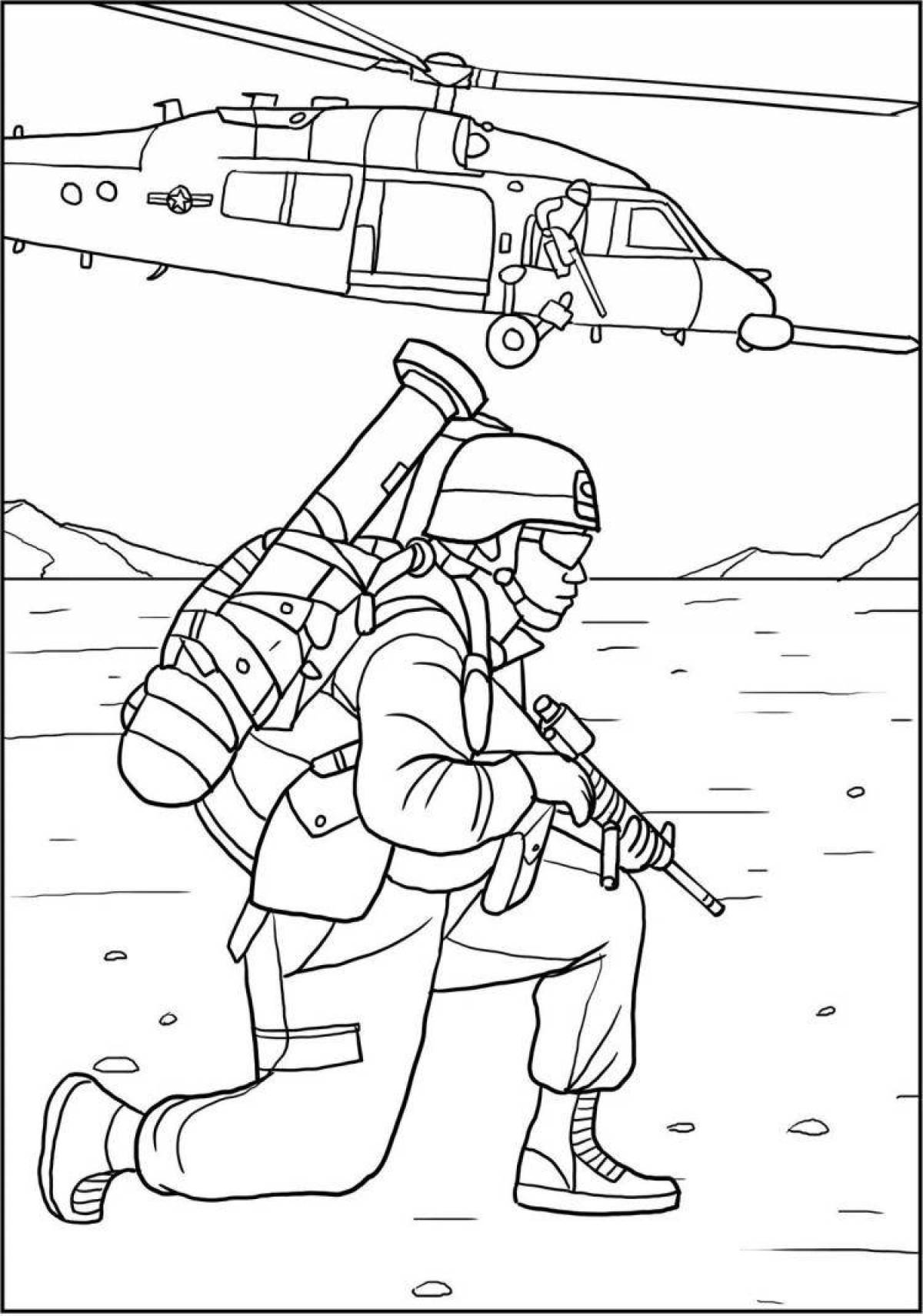Gorgeous soldier hero coloring page