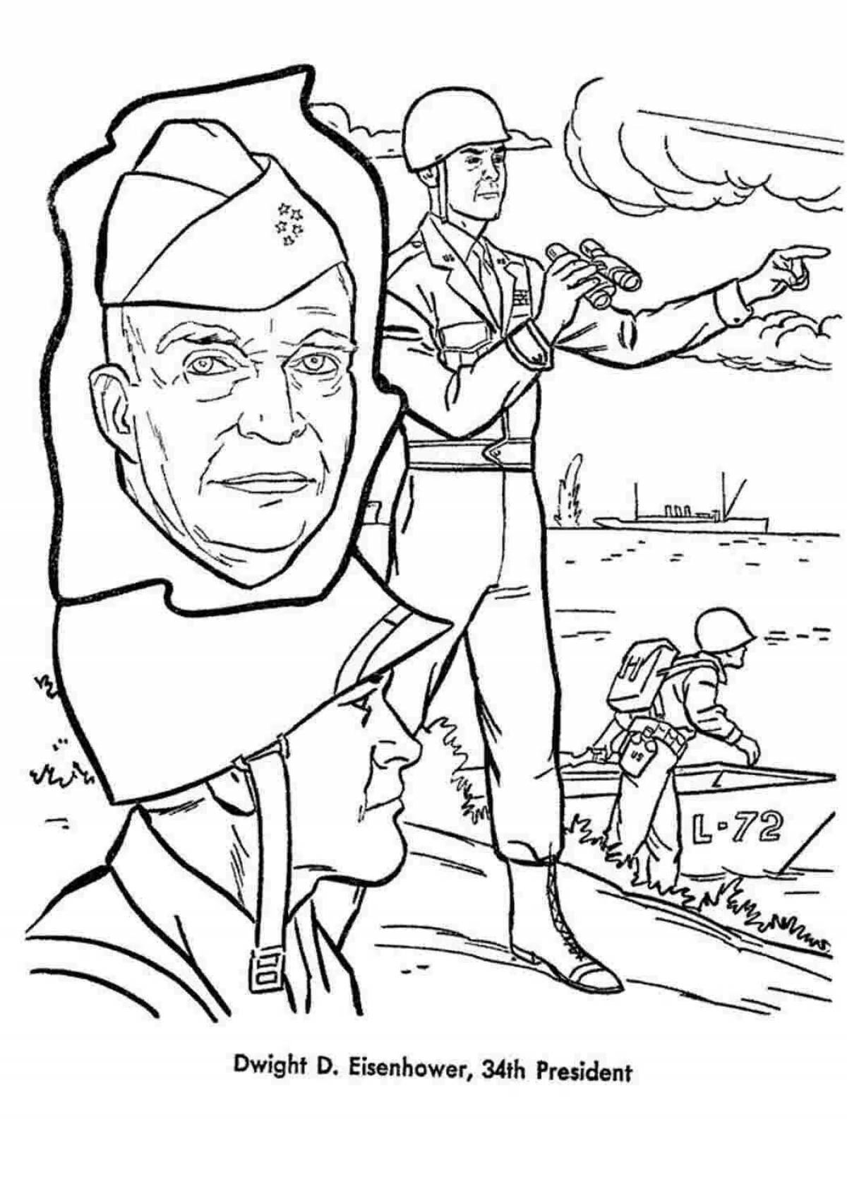 Coloring page courageous soldier hero