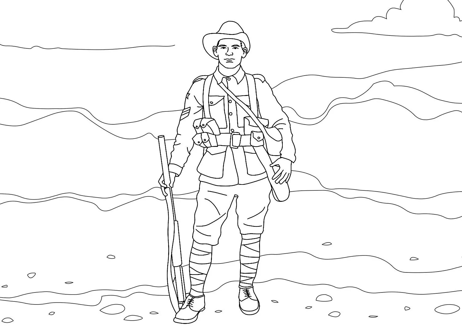 Coloring sheet soldier shining hero