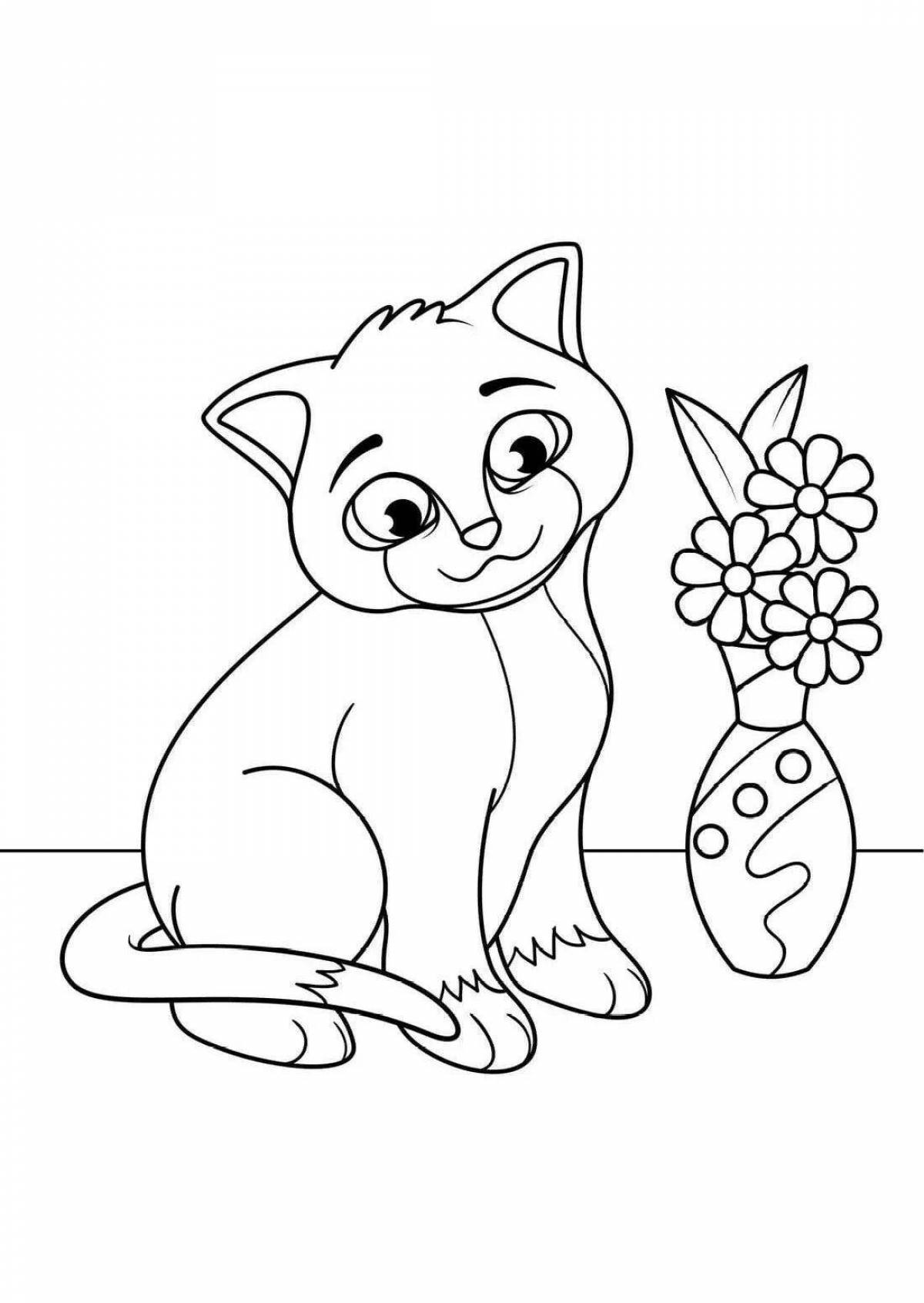 Naughty kitten coloring pages