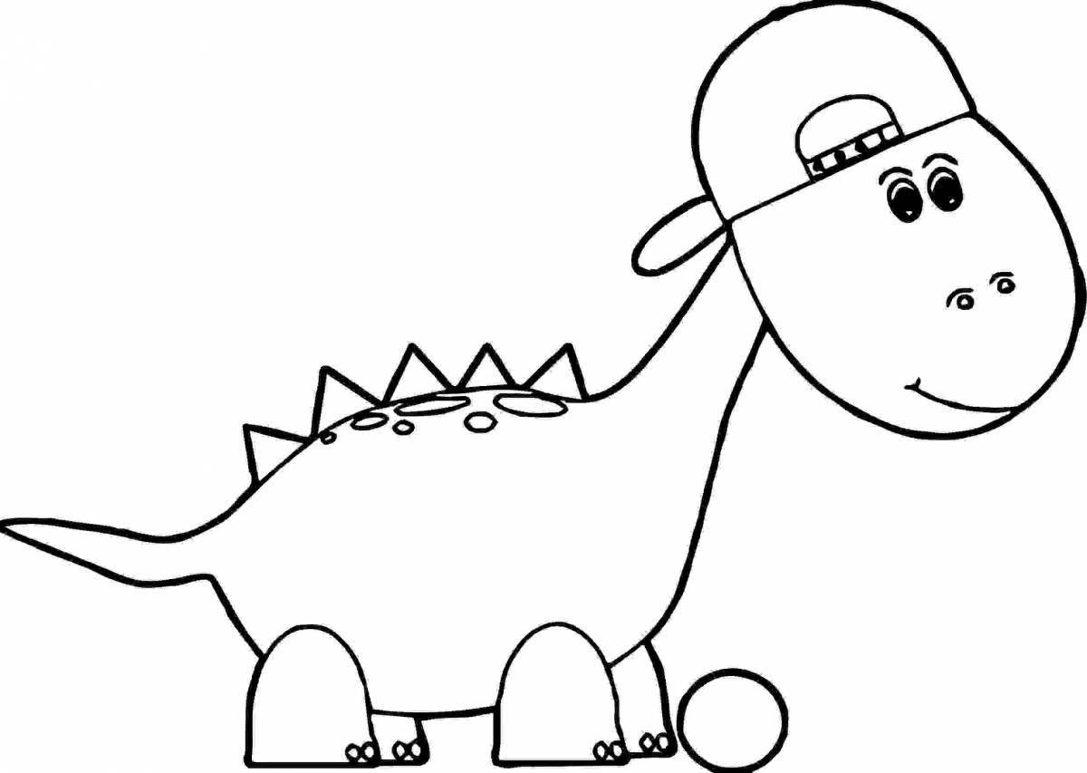 Забавная раскраска маленький динозавр