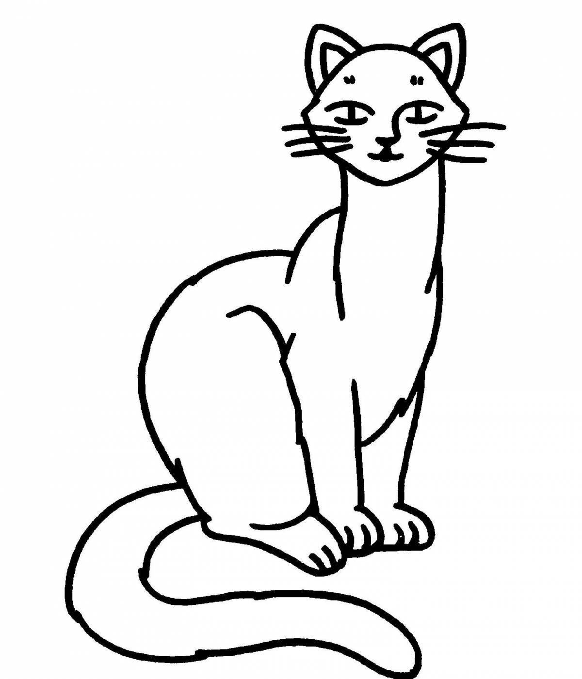 Playful sitting cat coloring page