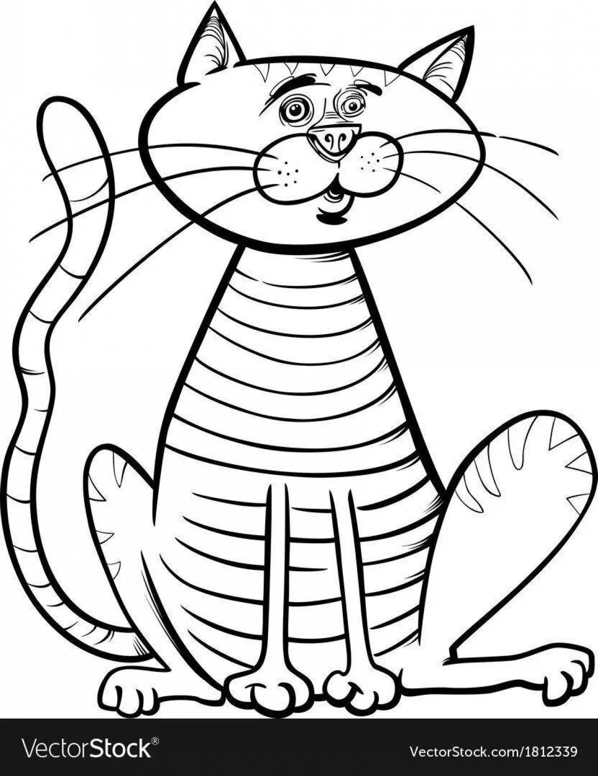 Funny sitting cat coloring book