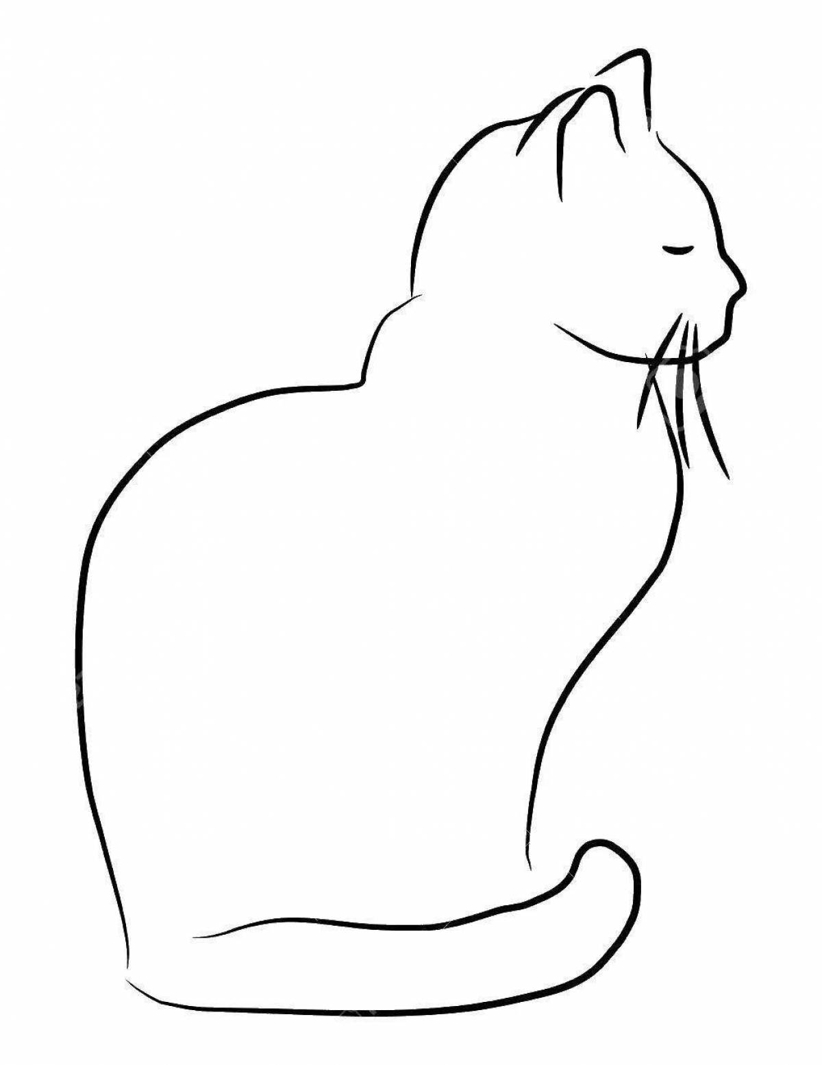 Curious sitting cat coloring page