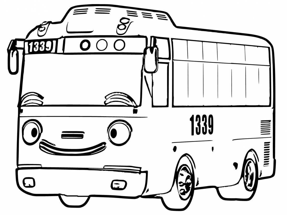 Colorful tayo bus coloring book