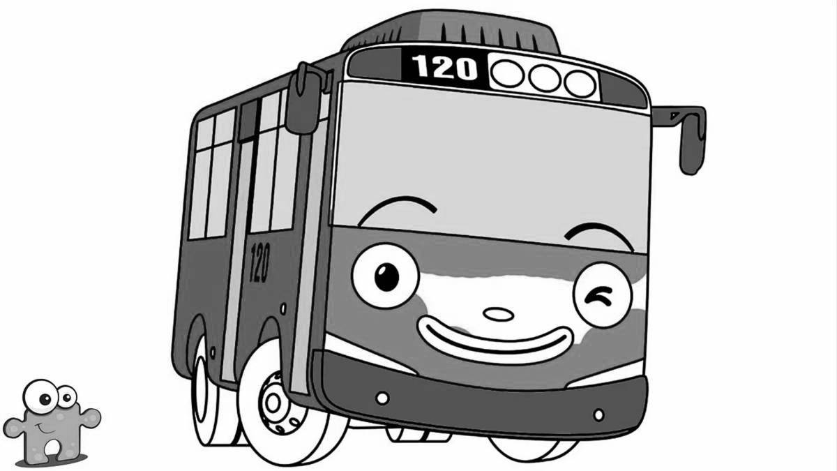 Joyous tayo bus coloring page