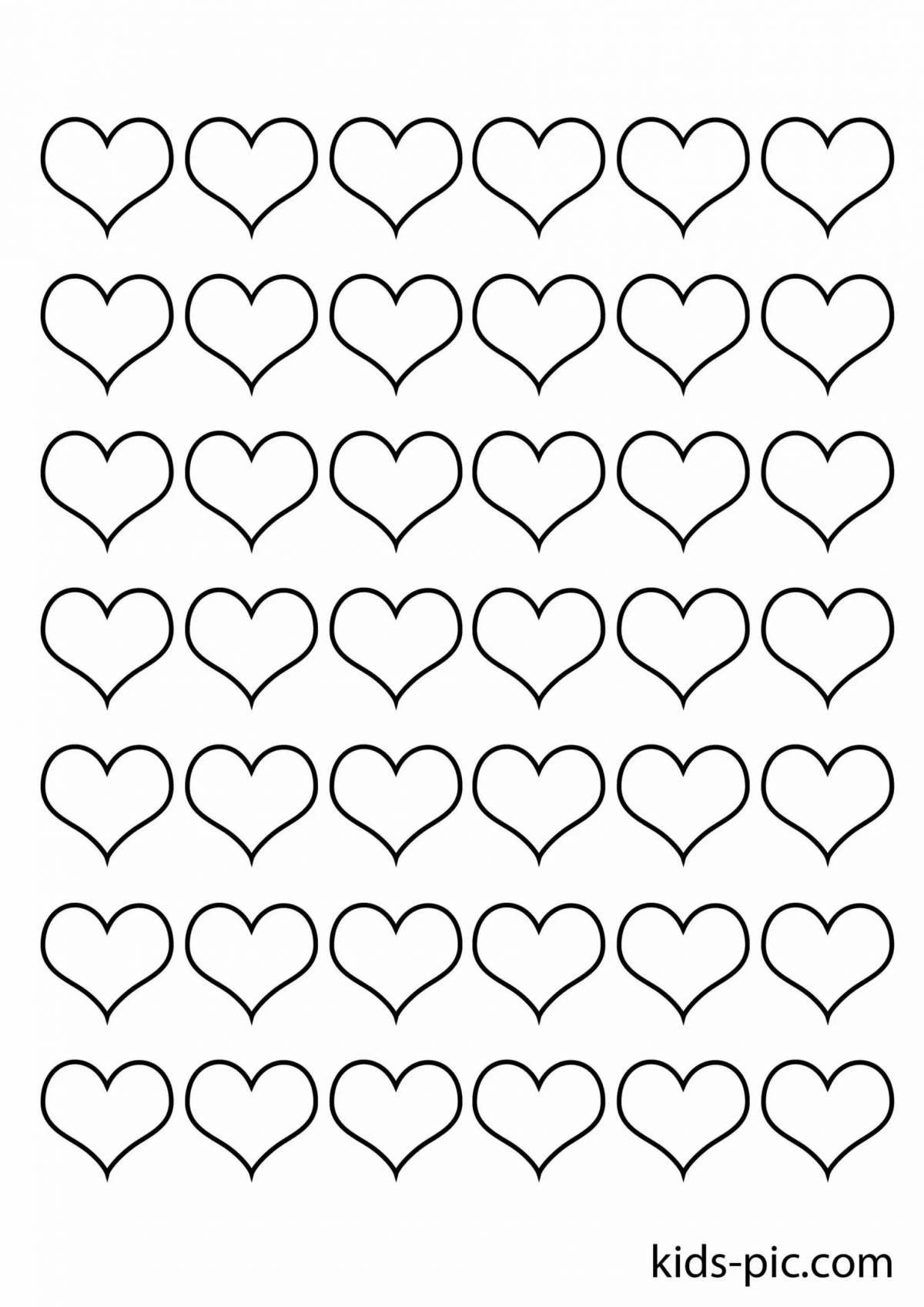 Colorful coloring page with hearts