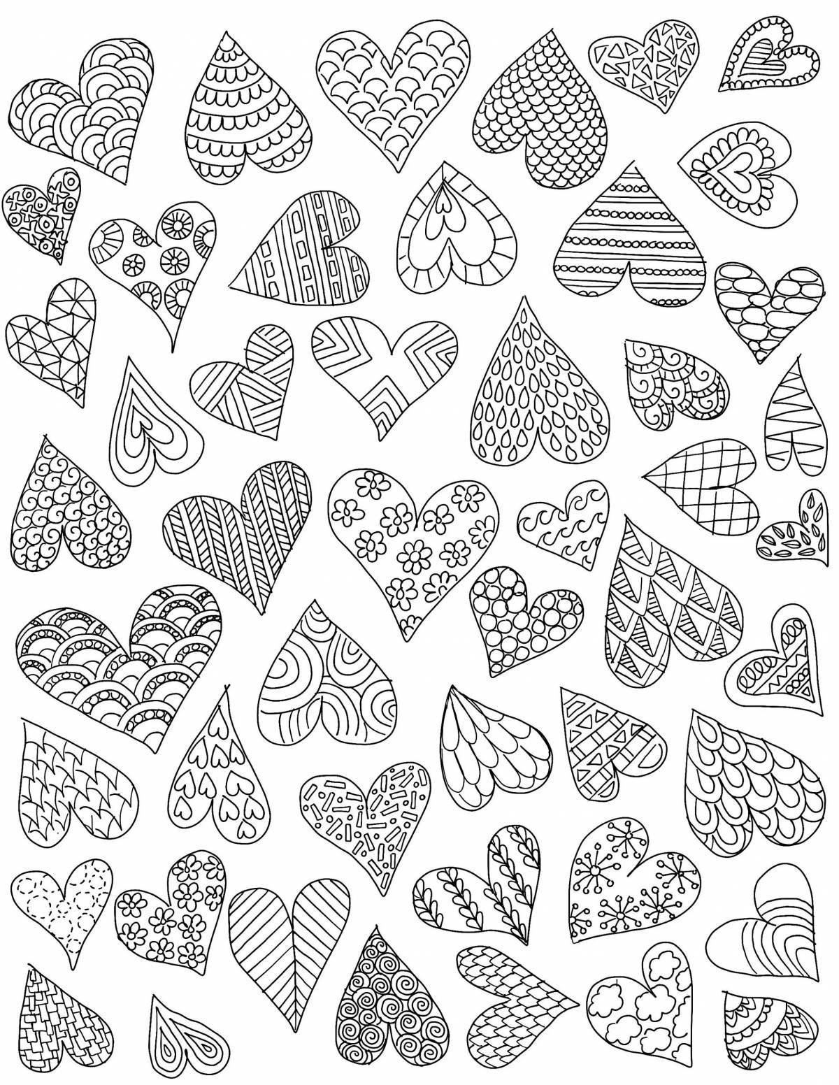 Holiday heart coloring page