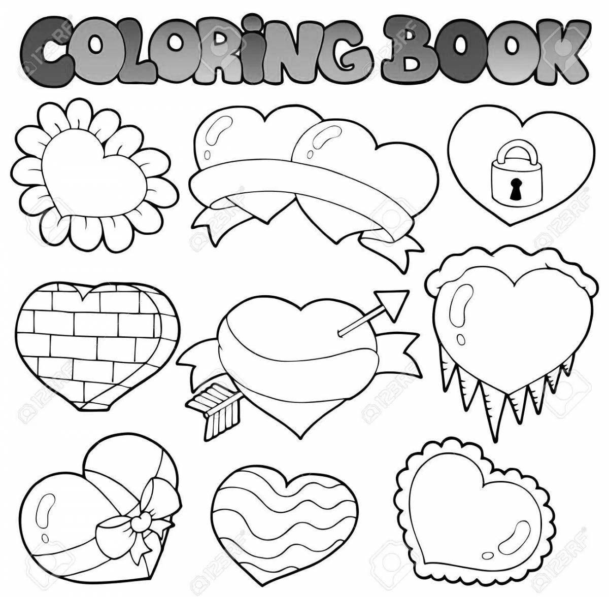 Coloring lot of bright hearts