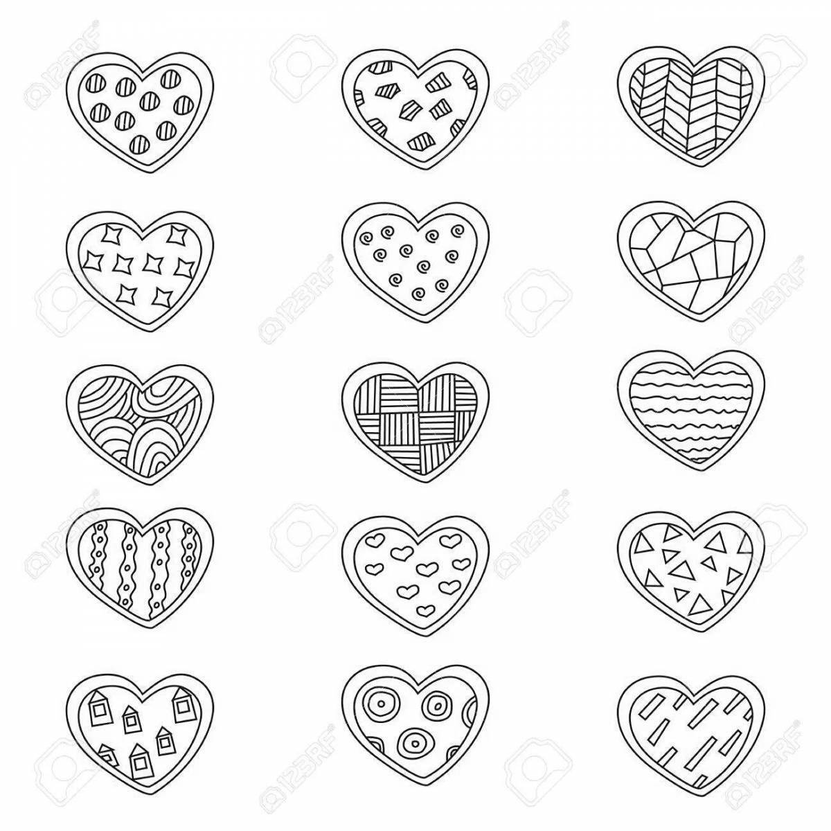 Delightful lot coloring page with hearts