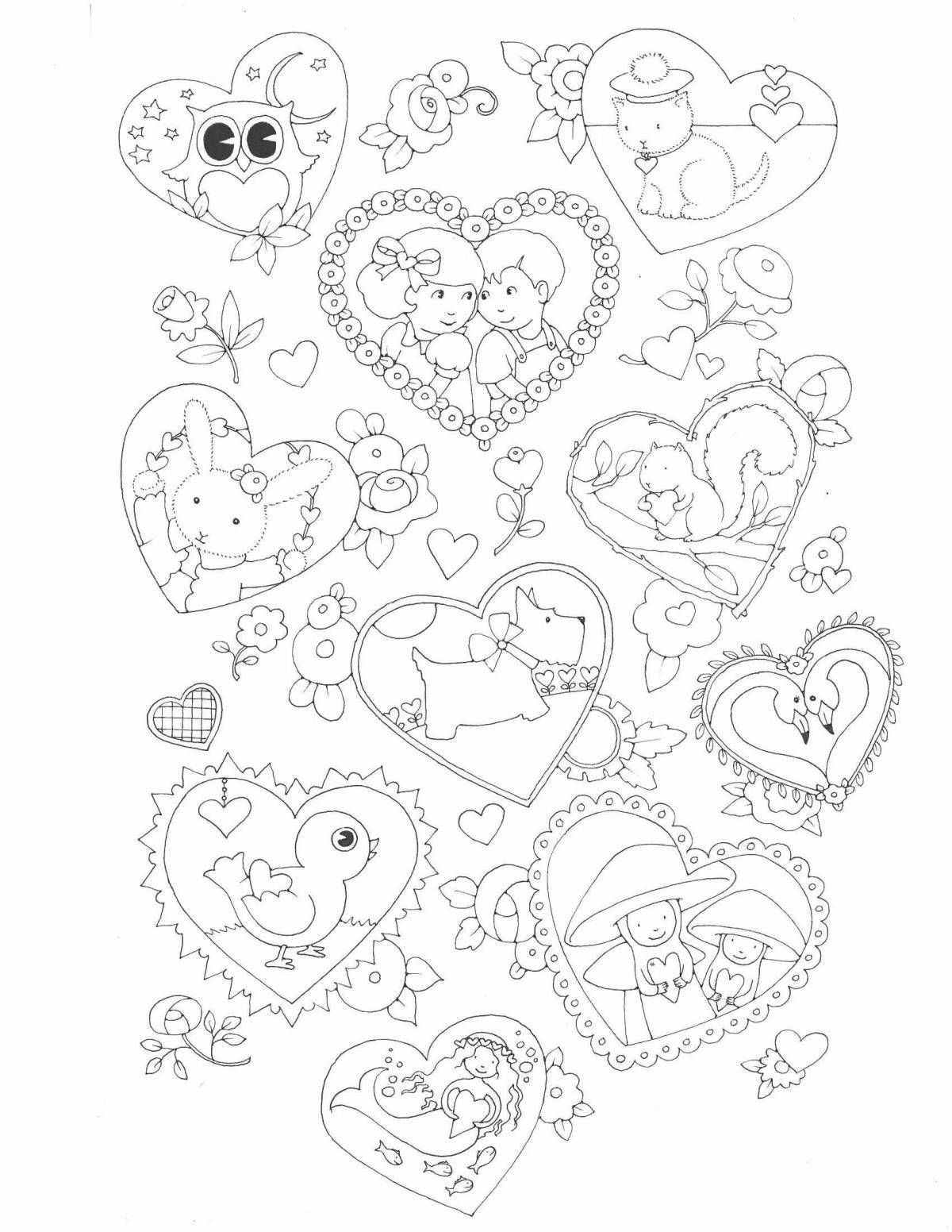 Coloring book charming heart lot