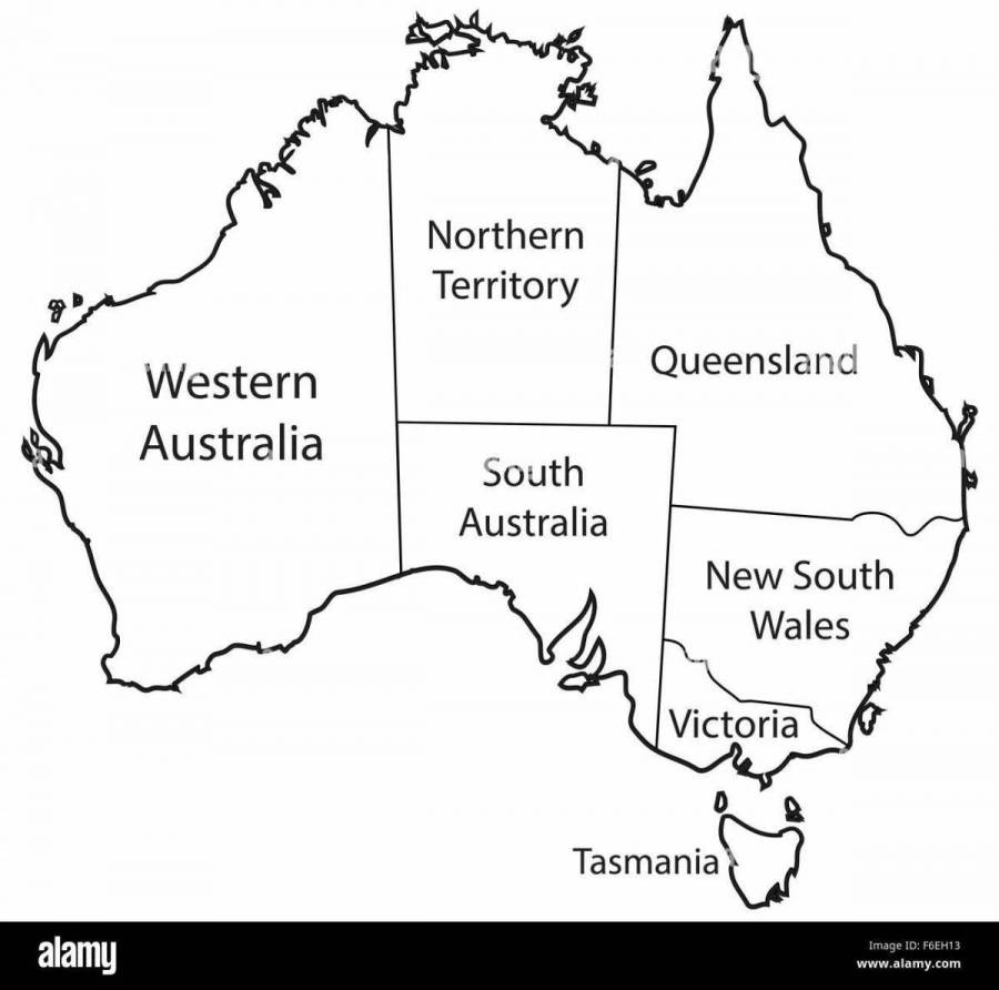 Контурная карта австралии раскрашенная